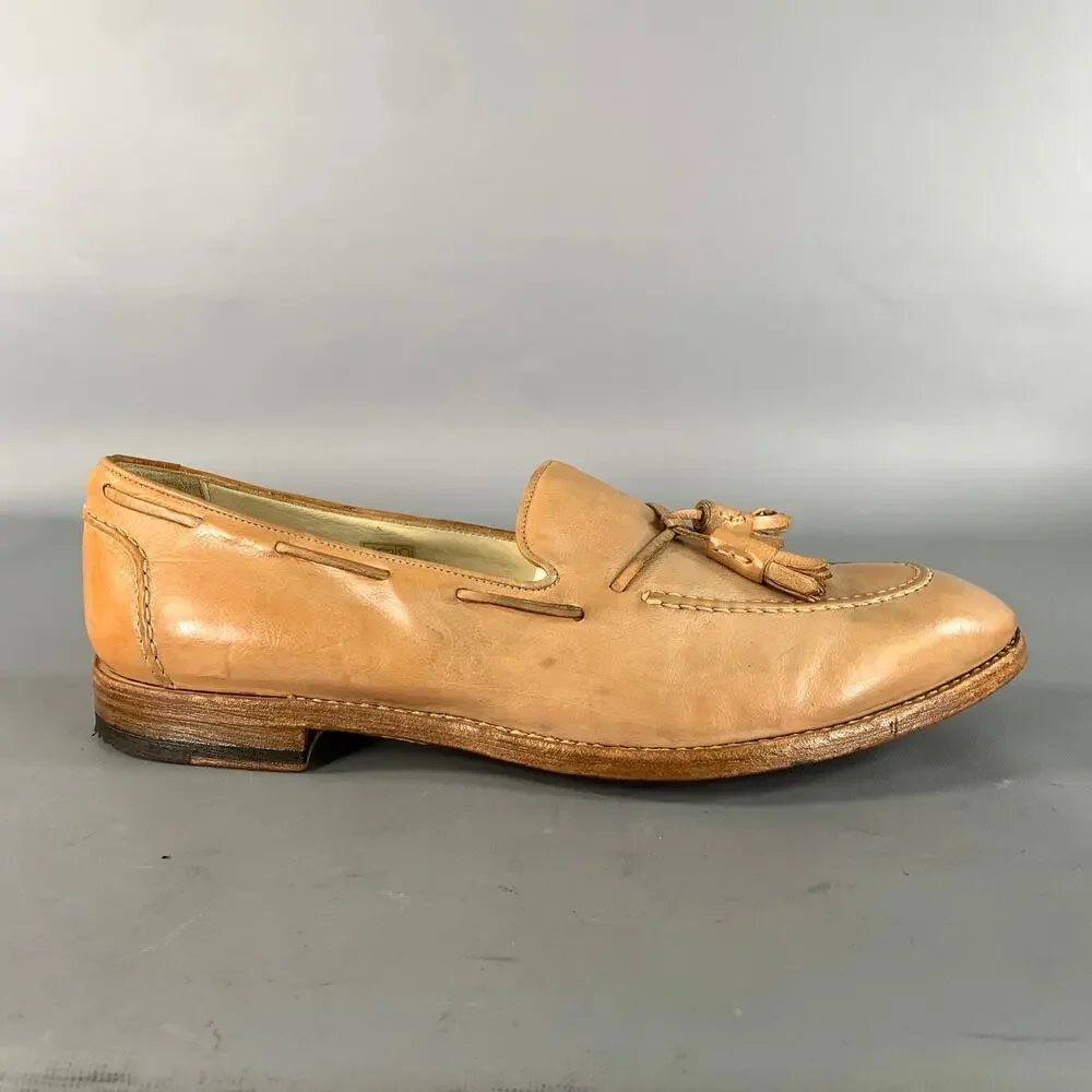 PAUL SMITH Size 10.5 Tan Antique Leather Tassels Loafers